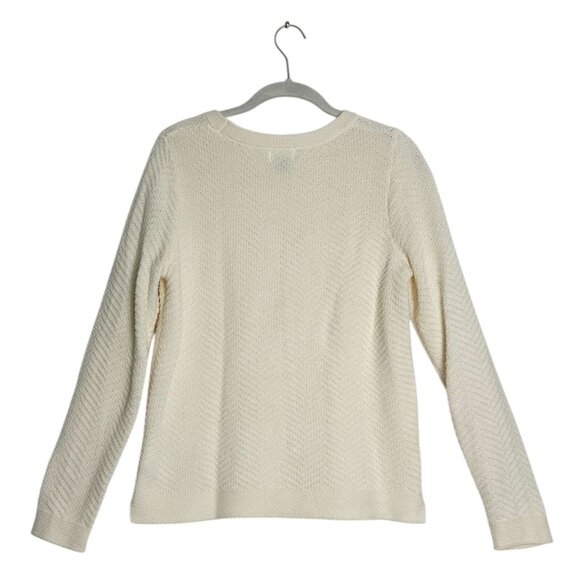 Old Navy Women's Zig Zag Knit Long Sleeve Sweater in Cream - Sz M - Picture 2 of 5